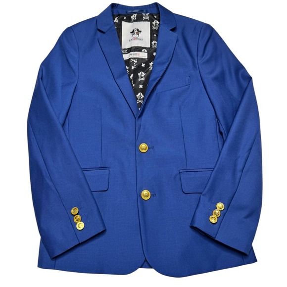 Black N Bianco Golden Age Slim Fit Blazer with Gold Brass Buttons Blue Boys 12 - Picture 1 of 10